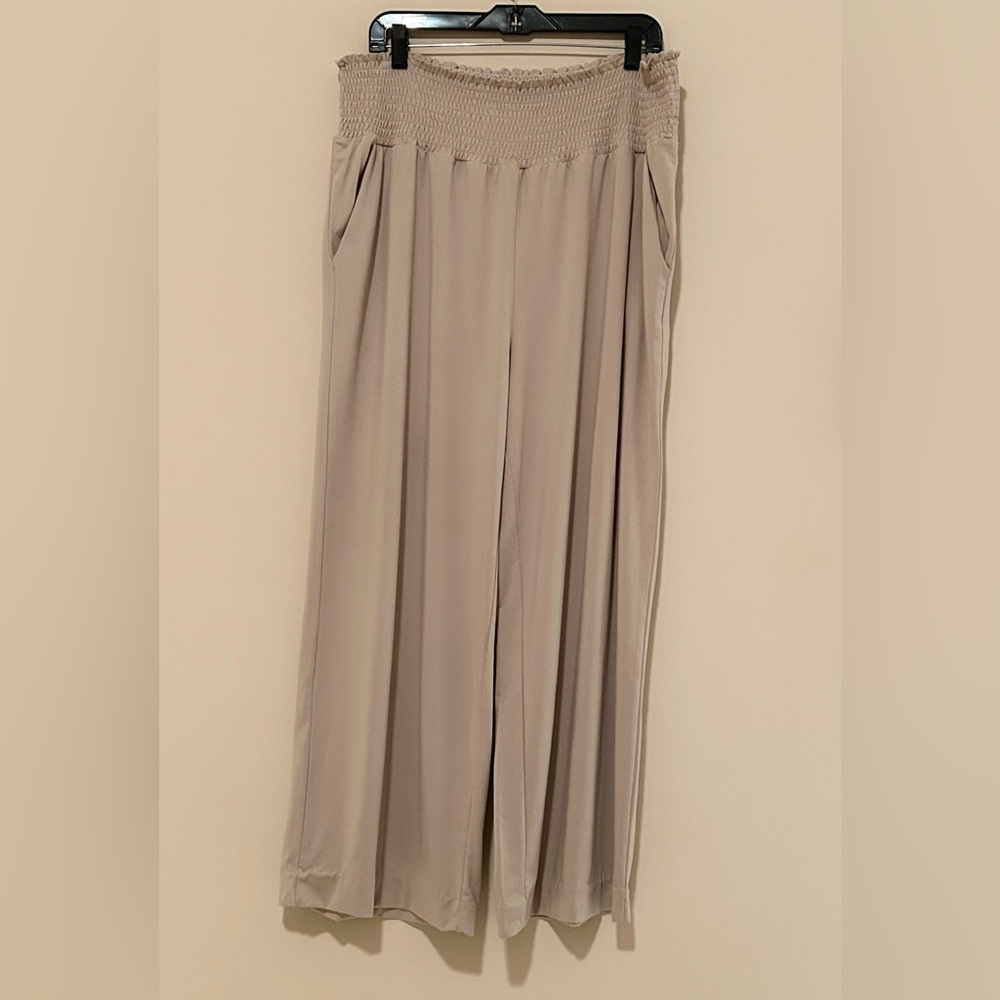 Beige Wide-Leg Pants